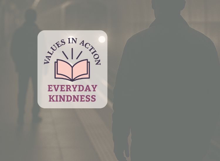 Silhouette of a man on a subway platform waiting for a train representing Wesley Autrey. Values in Action story of Everyday Kindness.