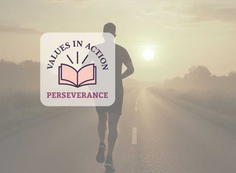 Image of a man running, representing Terry Fox whose perseverance is an example of values in action